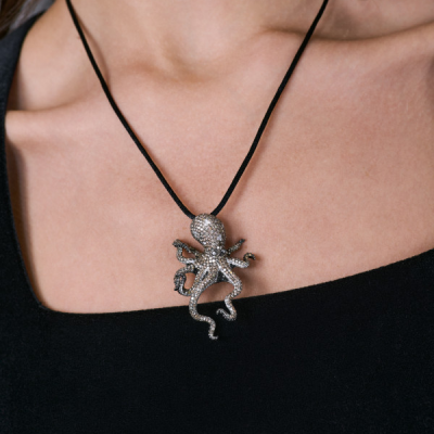 Подвеска Jacob & Co. Octopus Design Black Plated White Gold & Diamonds
