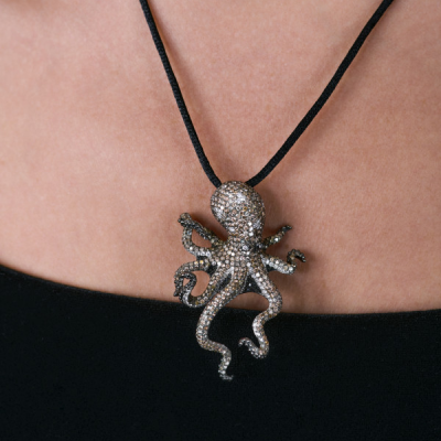 Подвеска Jacob & Co. Octopus Design Black Plated White Gold & Diamonds