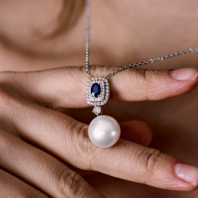 Подвеска Utopia Gallery Collection Diamonds & Pearl & Blue Sapphire