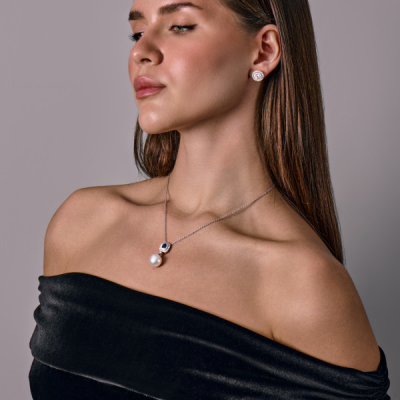 Подвеска Utopia Gallery Collection Diamonds & Pearl & Blue Sapphire