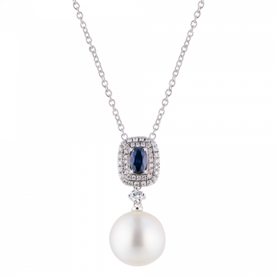 Подвеска Utopia Gallery Collection Diamonds & Pearl & Blue Sapphire