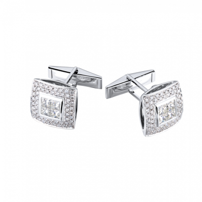 Запонки No name 1,92 ct Princess & Round Cut Diamonds White Gold