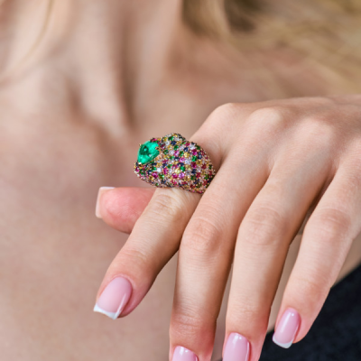 Кольцо Scavia Jewels Multigemstone Ring With 2.33 ct Heart Emerald