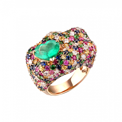 Кольцо Scavia Jewels Multigemstone Ring With 2.33 ct Heart Emerald