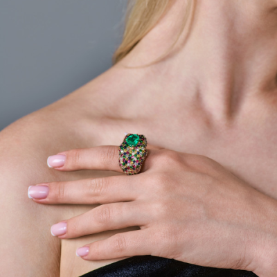Кольцо Scavia Jewels Multigemstone Ring With 2.33 ct Heart Emerald
