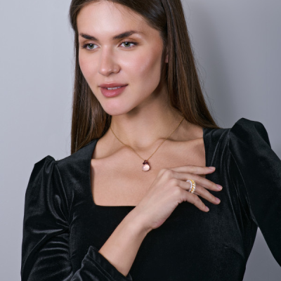 Подвеска Pomellato Luna Collection Rose Quartz & Tourmaline