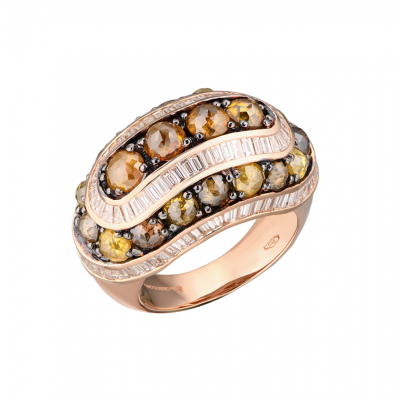 Кольцо No name White Baguette Diamonds & Yellow & Brown old cut Diamonds