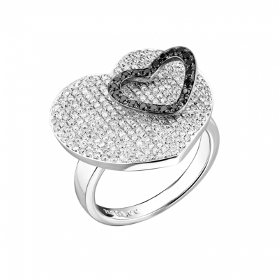 Кольцо No name Black & White Diamonds & White Gold