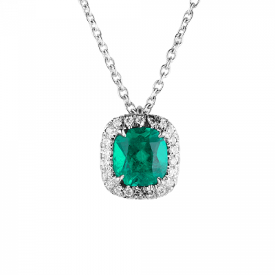 Подвеска No name 0,84 ct Natural Emerald Cushion & 0,20 ct Diamonds