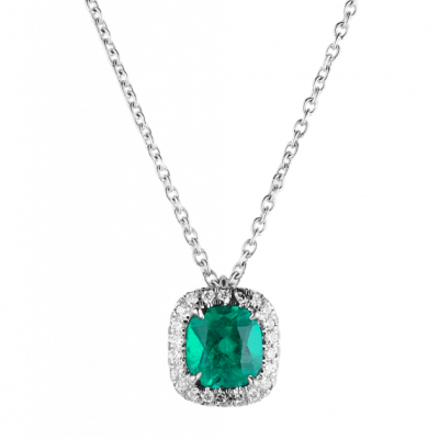 Подвеска No name 0,84 ct Natural Emerald Cushion & 0,20 ct Diamonds