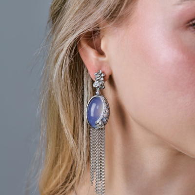 Серьги Carrera y Carrera Sierpes Maxi White Gold & Chalcedony & Diamonds