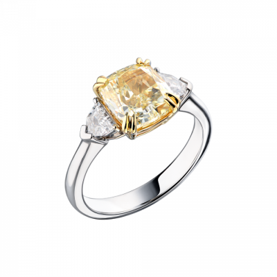 Кольцо GIA 3,54 ct Natural Fancy Light Yellow/VS2 Cushion Cut Diamond