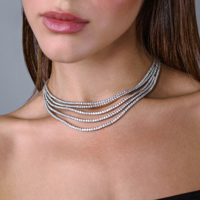 Колье Leo Piззo 28,0 ct Five Row Tennis Necklace