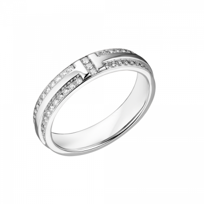 Кольцо Tiffany & Co T Narrow Pavé Diamond & White Gold (SIZE 56)