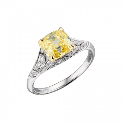 Кольцо Tiffany & Co 2,05 ct Square Antique Cut Fancy Intense Yellow / VS1