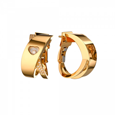 Серьги Chopard Happy Hearts Yellow Gold & Diamonds