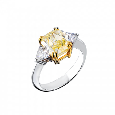Кольцо Damiani 3,32 ct Natural Fancy Yellow/VS2 Cushion Cut Diamond