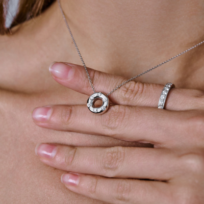 Подвеска Tiffany & Co Vintage Etoile Platinum Diamond Open Circle Pendant Donut Charm