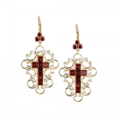 Серьги Dolce & Gabbana Barocco Yellow Gold & Garnets