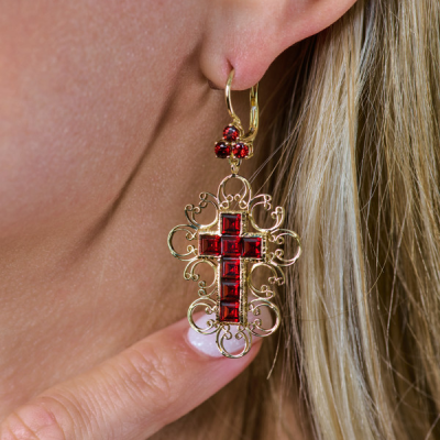 Серьги Dolce & Gabbana Barocco Yellow Gold & Garnets
