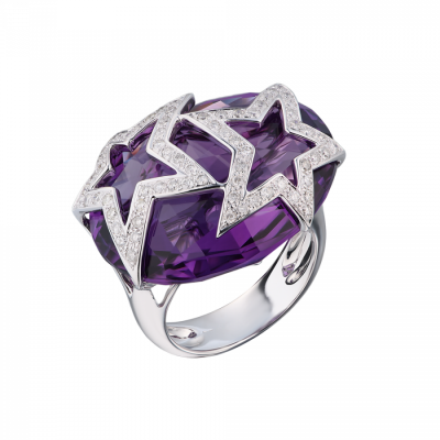 Кольцо No name Amethyst & Diamonds White Gold