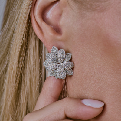 Серьги No name 3,25 ct Round Cut Diamonds & White Gold