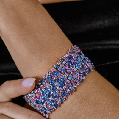 Браслет Yanush Gioielli 79,95 ct Blue & Pink Sapphire & 1,54 ct Diamonds & White Gold