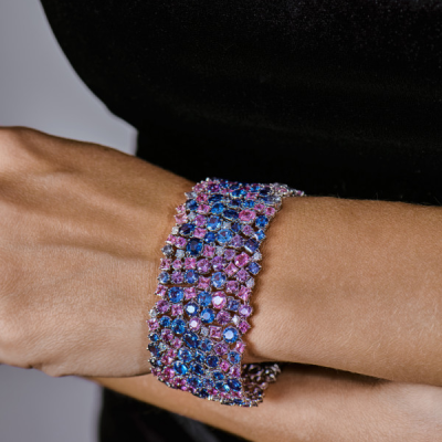 Браслет Yanush Gioielli 79,95 ct Blue & Pink Sapphire & 1,54 ct Diamonds & White Gold