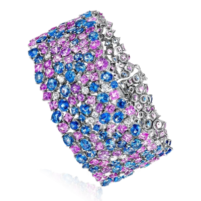 Браслет Yanush Gioielli 79,95 ct Blue & Pink Sapphire & 1,54 ct Diamonds & White Gold