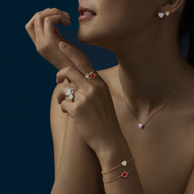 Серьги Chopard My Happy Hearts Rose Gold & Mother-of-pearl