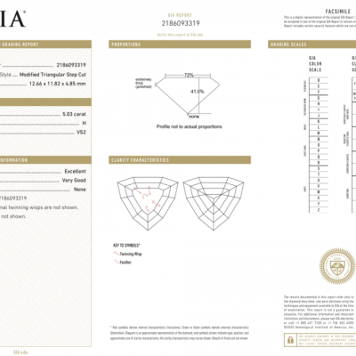 Подвеска GIA 5,03 ct H/VS2 Modified Triangular Step Cut & White Gold