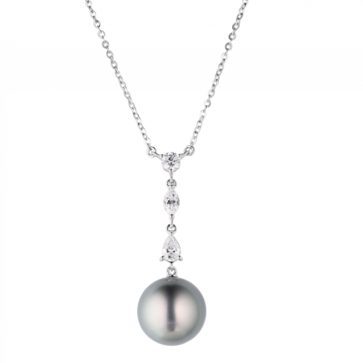 Подвеска Mikimoto 12 мм Black South Sea Pearl & White Gold