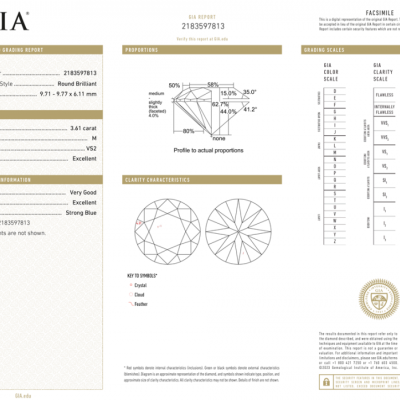 Серьги GIA 3,51 ct M/VS2 - 3,61 ct M/VS2 Round Cut Diamonds & White Gold