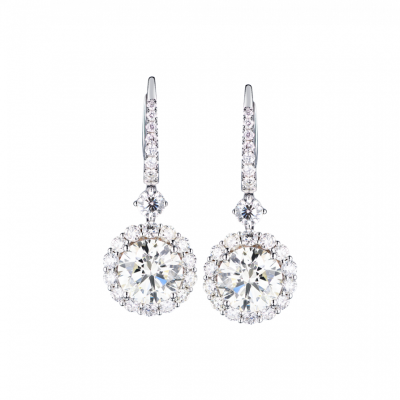 Серьги GIA 3,51 ct M/VS2 - 3,61 ct M/VS2 Round Cut Diamonds & White Gold