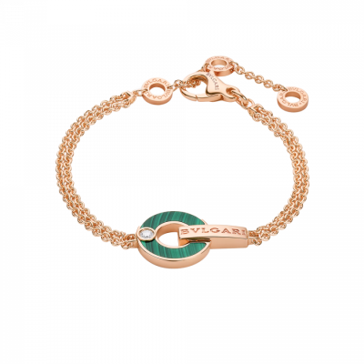 Браслет Bvlgari  Rose gold & Malachite & Diamond (SIZE S/M)