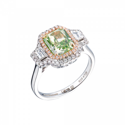 Кольцо Ralfdiamonds 2.02 ct Fancy Light Brownish Greenish Yellow/SI2 & White Multishape Cut Diamonds