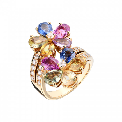Кольцо Bvlgari Yellow Gold Diamond Sapphire Flower