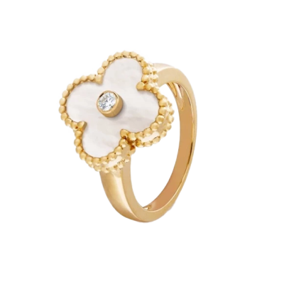 Кольцо Van Cleef & Arpels Vintage Alhambra Yellow Gold & Diamond & Mother-of-pearl