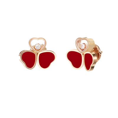 Серьги Chopard Happy Hearts Rose Gold & Cornelian