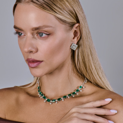 Колье No name Natural Emeralds 25,0 ct & Diamonds 5,25 ct & White Gold