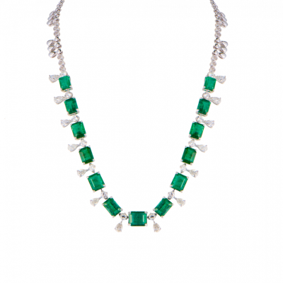 Колье No name Natural Emeralds 25,0 ct & Diamonds 5,25 ct & White Gold