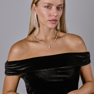 Серьги No name 8,30 ct Round Cut Diamonds & White Gold