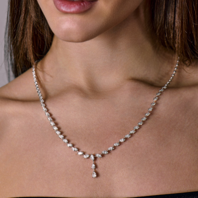 Колье No name 8,10 ct Pear & Marquise Cut Diamonds & White Gold