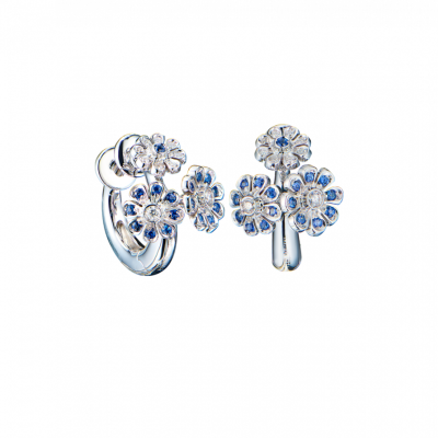 Серьги Mario Panelli FLOWER Blue Sapphire & Diamonds & White Gold