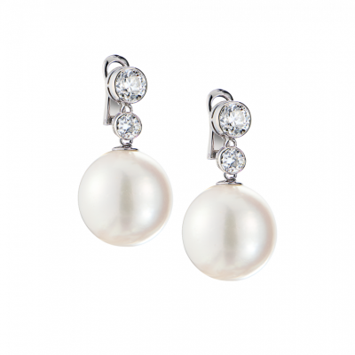 Серьги Ralfdiamonds 18.5 mm - 18.3 mm SeaPearl & 3.06 ct Old Brilliant