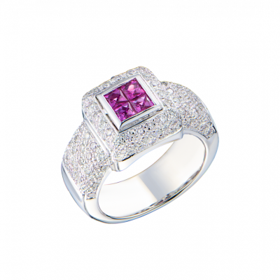 Кольцо No name Rubies & Diamonds & White Gold