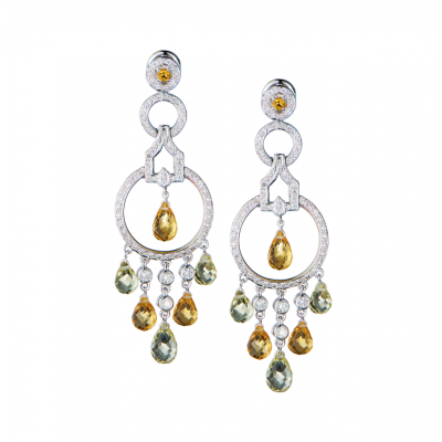 Серьги Ralfdiamonds Diamond & Citrine & White Gold