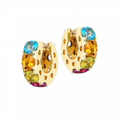 Серьги No name Multigemstone & Yellow Gold