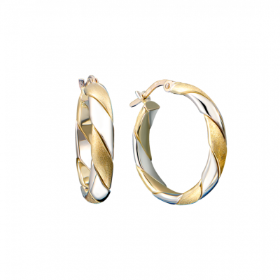 Серьги No name Two-Tone White & Yellow Gold Hoop Earrings