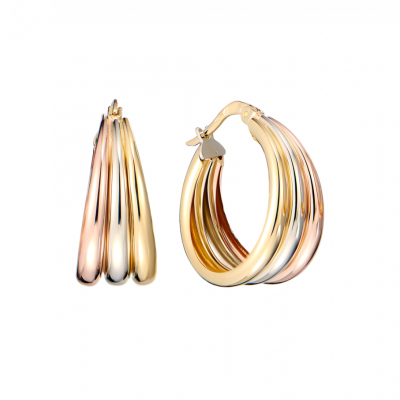 Серьги No name Tricolor Earrings White & Rose & Yellow Gold